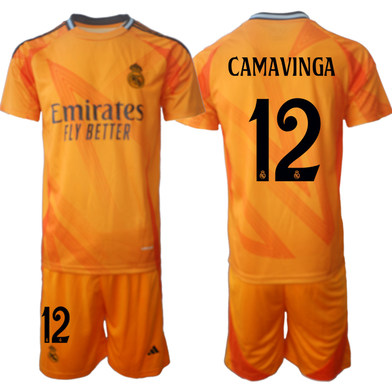 Men 2024-2025 Club Real Madrid away orange #12 Soccer Jersey->real madrid jersey->Soccer Club Jersey